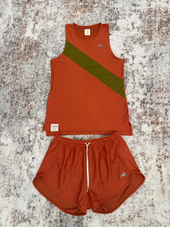 Tracksmith Tops - Tracksmith, Running Tank Top and Shorts Set, Orange | Women’s Small